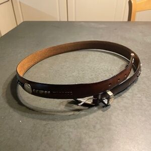 Mens Brighton Brown Leather Belt w detailed stitching & embellishments Size 38